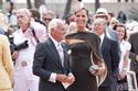 Der Designer von Charlenes Hochzeitskleid, Giorgio Armani in Begleitung seiner Nichte Roberta.