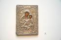 Gottesmutter Hodigitria, Griechisch, Ochrid, 19.Jh., 26.5 x 19 cm, Tempera auf Kreidegrund, Silber Oklad
