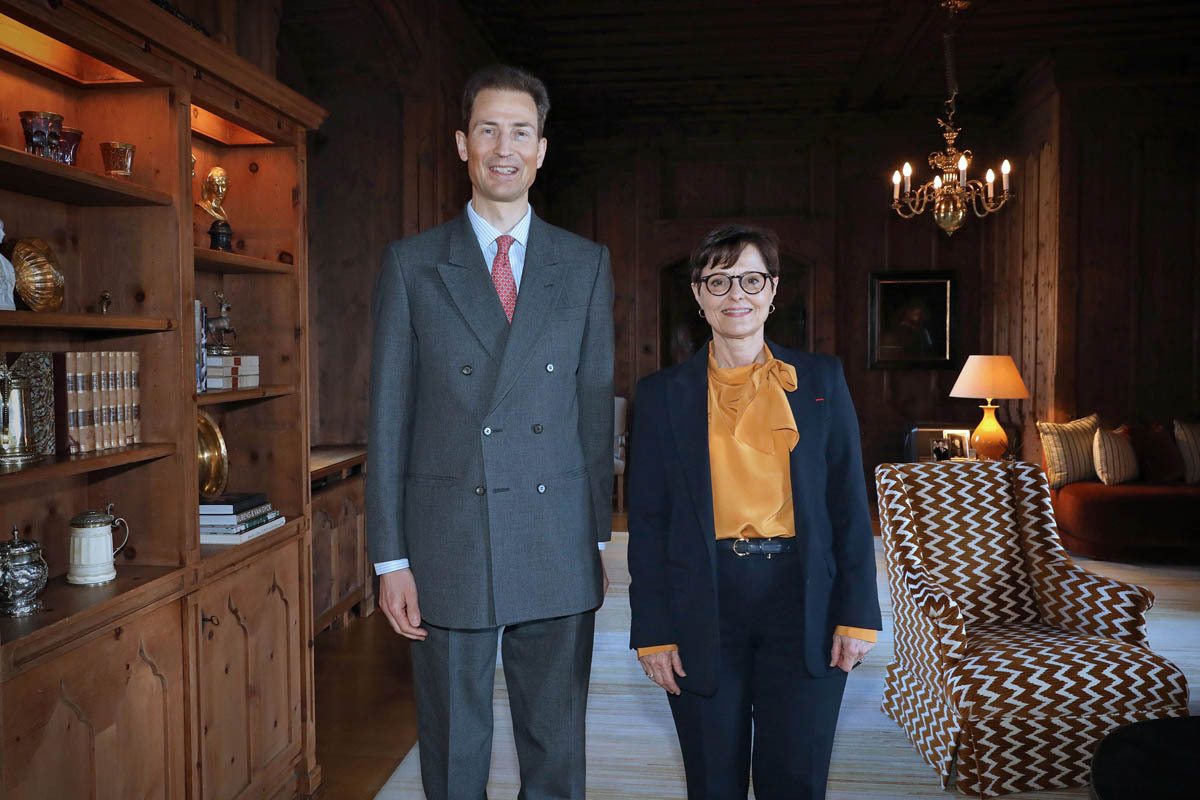 S.D. Erbprinz Alois von und zu Liechtenstein und I.E. Marion Paradas, Botschafterin der Französischen Republik.