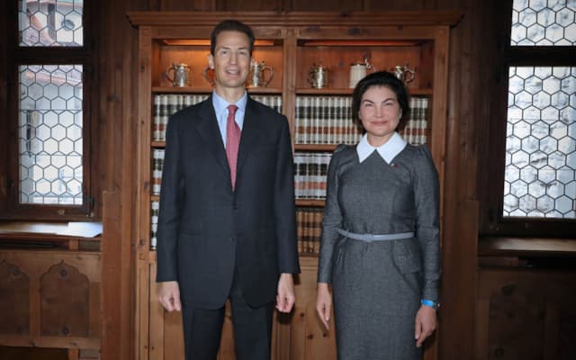 S.D. Erbprinz Alois von und zu Liechtenstein und I.E. Iryna Valentynivna Venediktova, Botschafterin der Ukraine