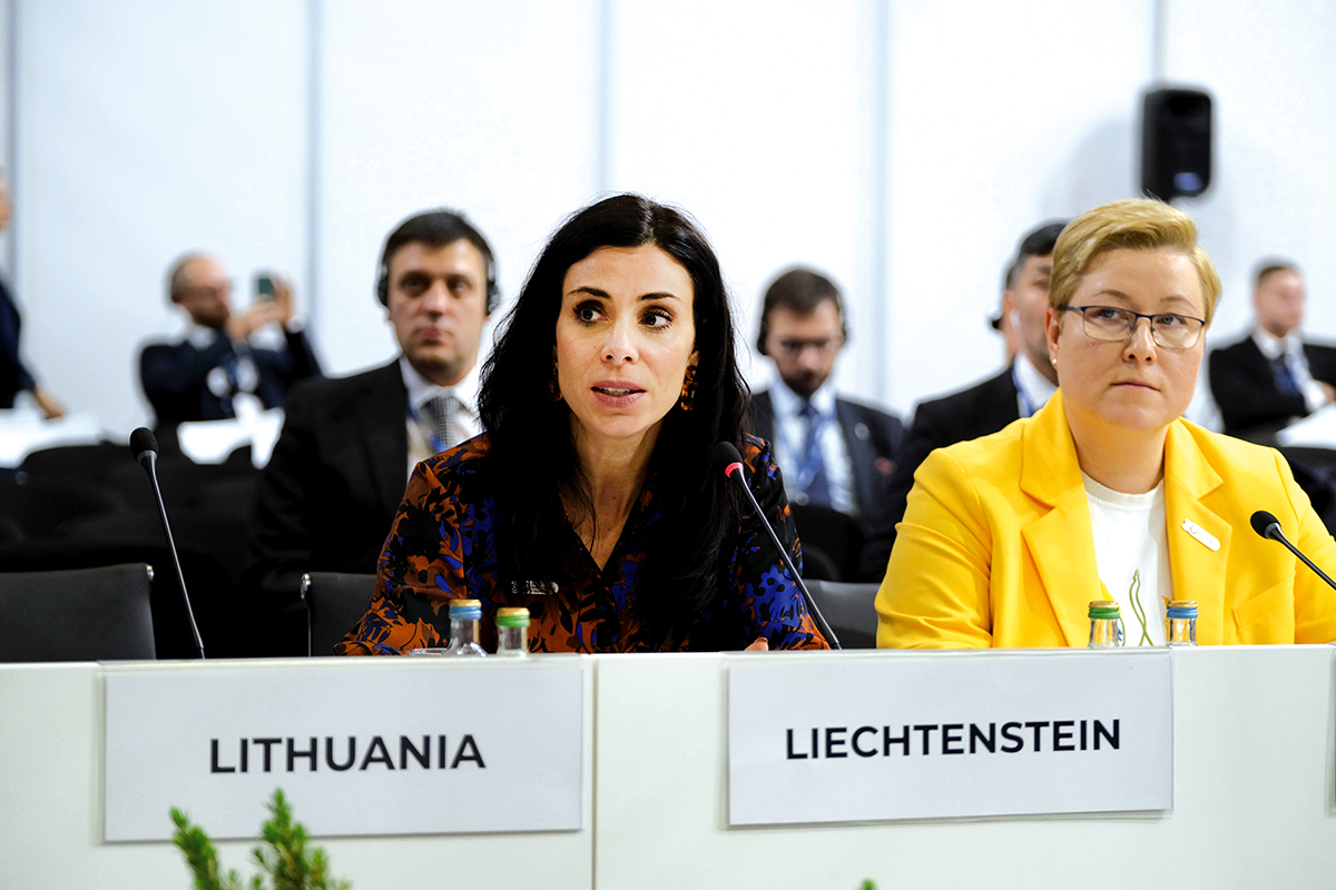 In ihrer Rede ging Regierungsrätin Dominique Hasler auf die gemeinsamen Ziele und Werte des Europarats und der OSZE ein: Demokratie, Menschenrechte und Rechtsstaatlichkeit. (Quelle: OSZE)