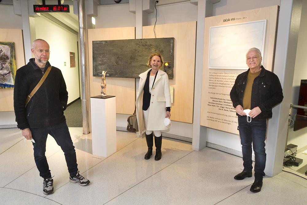 Die drei Künstler Christian Geismayr, Daisy Hoch und Harry Marte