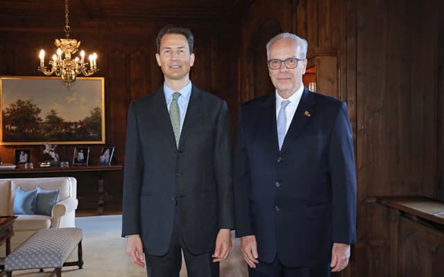 S.D. Erbprinz Alois von und zu Liechtenstein und S.E. Jorge Alfredo Lemcke Arévalo, Botschafter der Republik Guatemala