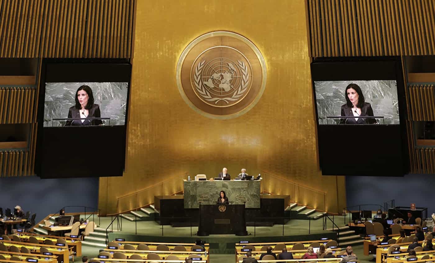 Aussenministerin Dominique Hasler sprach an der 77. UNO-Generalversammlung in New York (Quelle: Marc McAndrews)