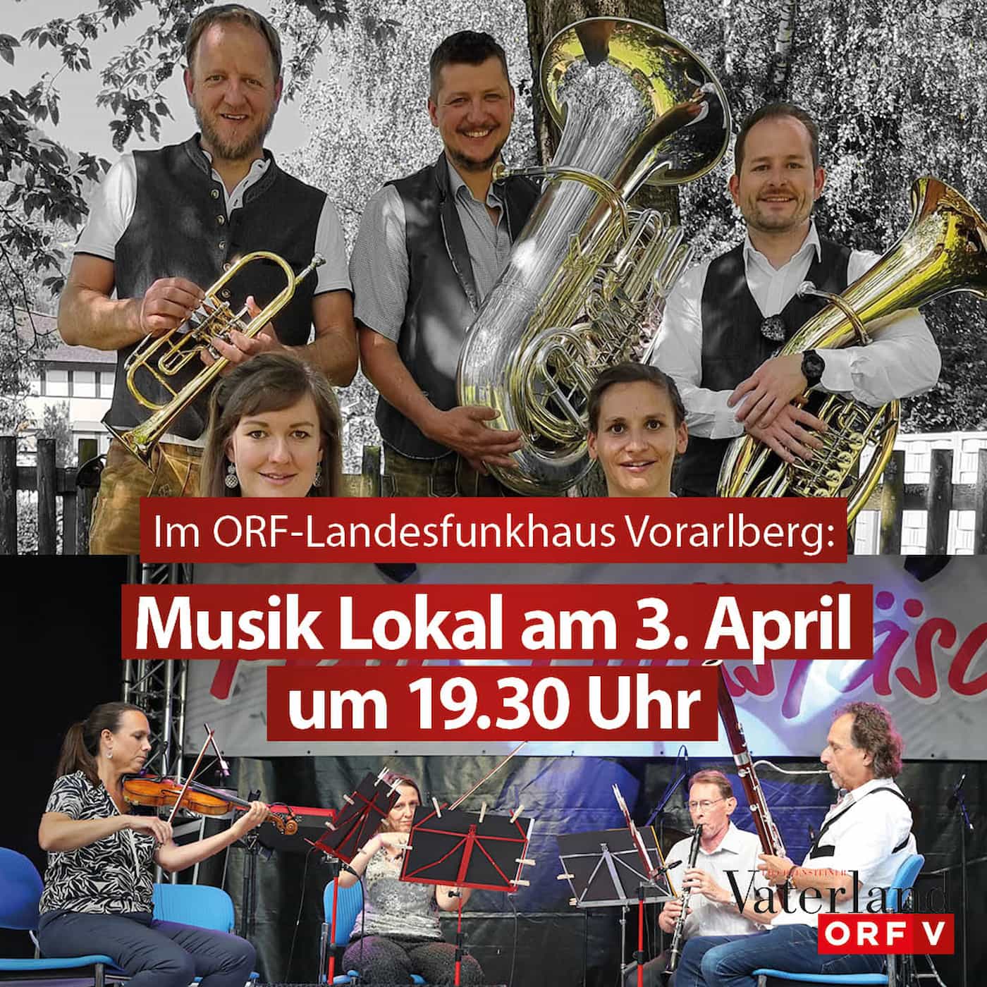 «Musik Lokal» mit Fürstentum Liechtenstein im ORF Vorarlberg – 3. April um 19.30 Uhr im ORF-Landesfunkhaus Vorarlberg