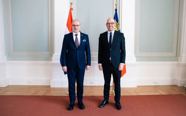Der kroatische Aussenminister Gordan Grlić Radman wird von Regierungschef Daniel Risch im Regierungsgebäude zum Höflichkeitsbesuch empfangen.