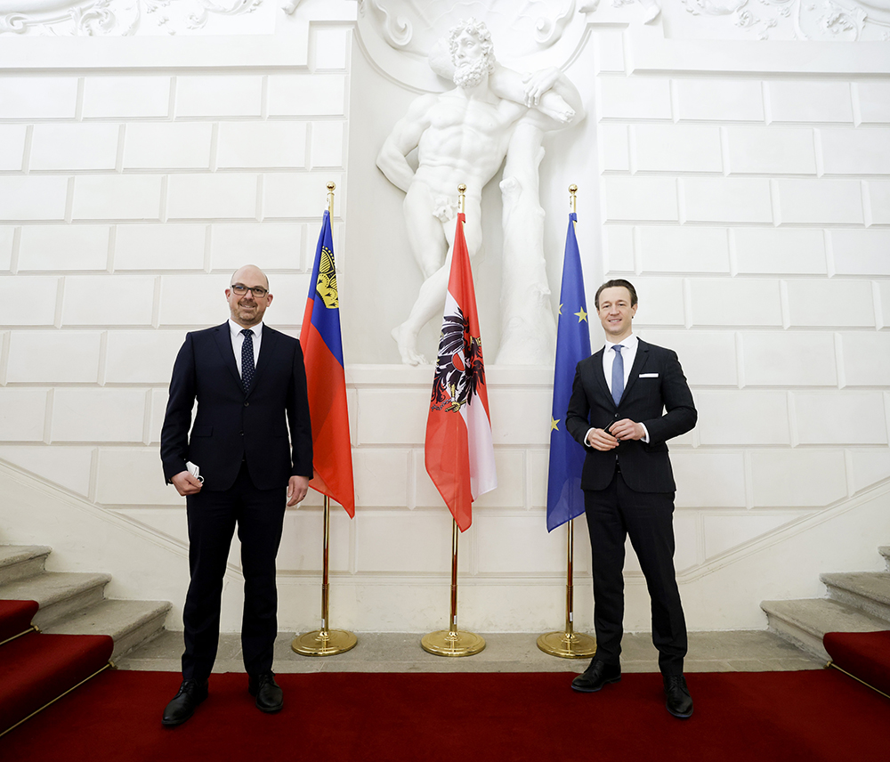 Arbeitsbesuch von Regierungschef Daniel Risch bei Bundesfinanzminister Gernot Blümel (Quelle: © BFM/Wenzel)