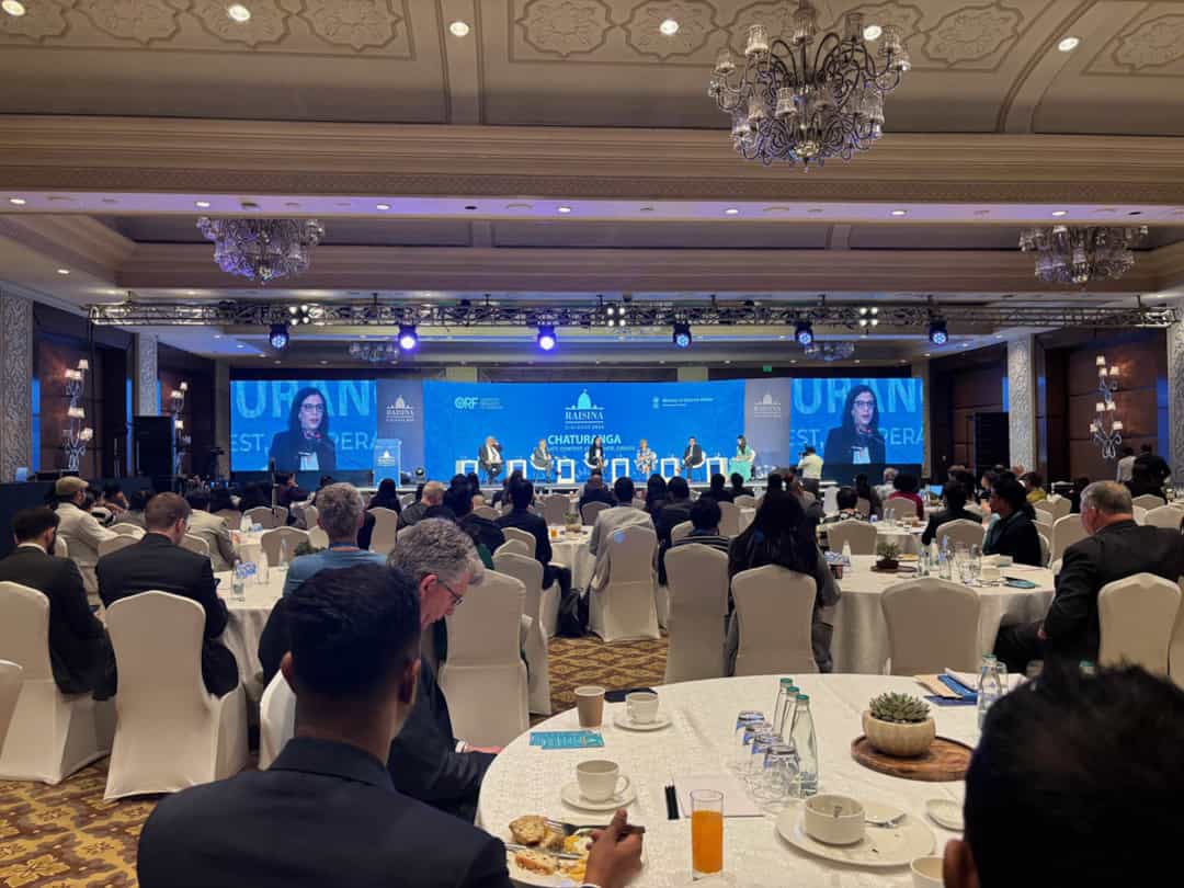 Regierungsrätin Dominique Hasler nahm an zwei Paneldiskussionen am Raisina Dialogue 2024 in Neu-Delhi teil. (Quelle: IKR)
