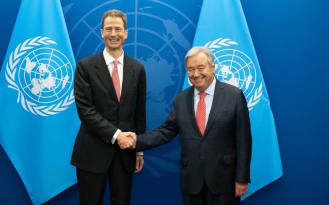 S.D. Erbprinz Alois von und zu Liechtenstein und UNO-Generalsekretär Antonio Guterres. (Quelle: Evan Schneider)