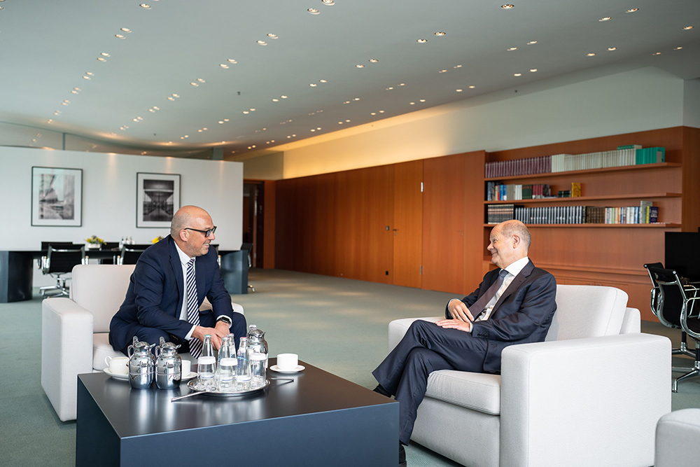 Arbeitsgespräch von Regierungschef Daniel Risch und Bundeskanzler Olaf Scholz