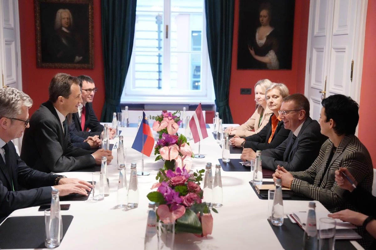 Bilaterales Treffen S.D. Erbprinz Alois von und zu Liechtenstein mit dem Präsidenten von Lettland, Edgars Rinkēvičs.