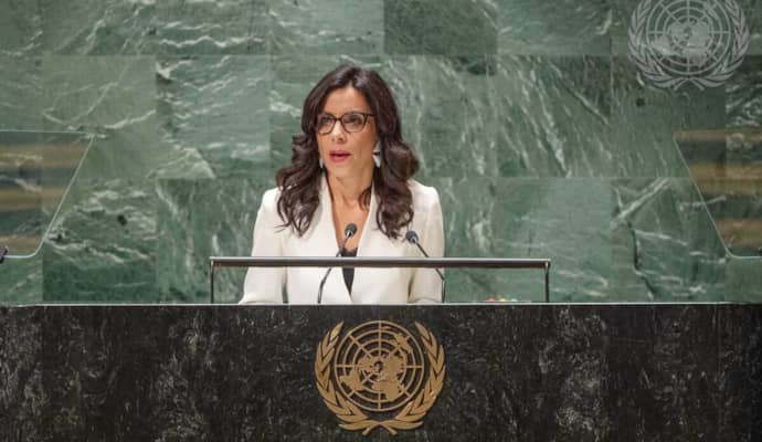 Aussenministerin Dominique Hasler spricht an der UNO-Generaldebatte