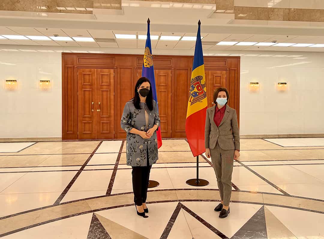 Regierungsrätin Dominique Hasler trifft Maia Sandu, die Präsidentin der Republik Moldau