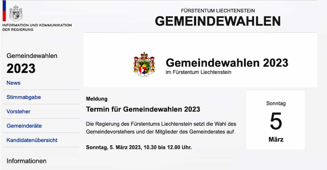 Fürstentum Liechtenstein - Gemeindewahlen 2023