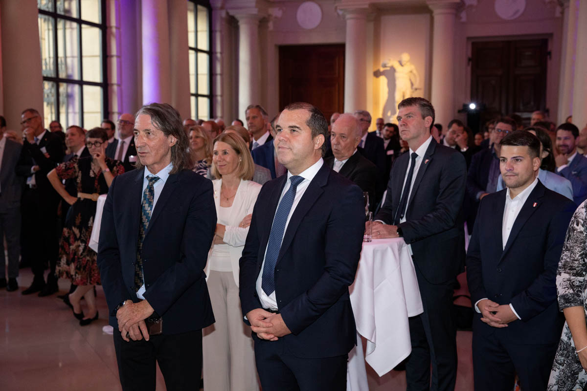 Die teilnehmenden Abgeordneten: Johannes Kaiser, Dagmar Bühler-Nigsch, Landtagspräsident Manfred Kaufmann, Thomas Rehak und (nicht auf dem Bild) Landtagsvizepräsidentin Franziska Hoop. (Foto: Michele Agostinis) Foto: zur Verfügung gestellt: Hannes Matt, Parlamentsdienst