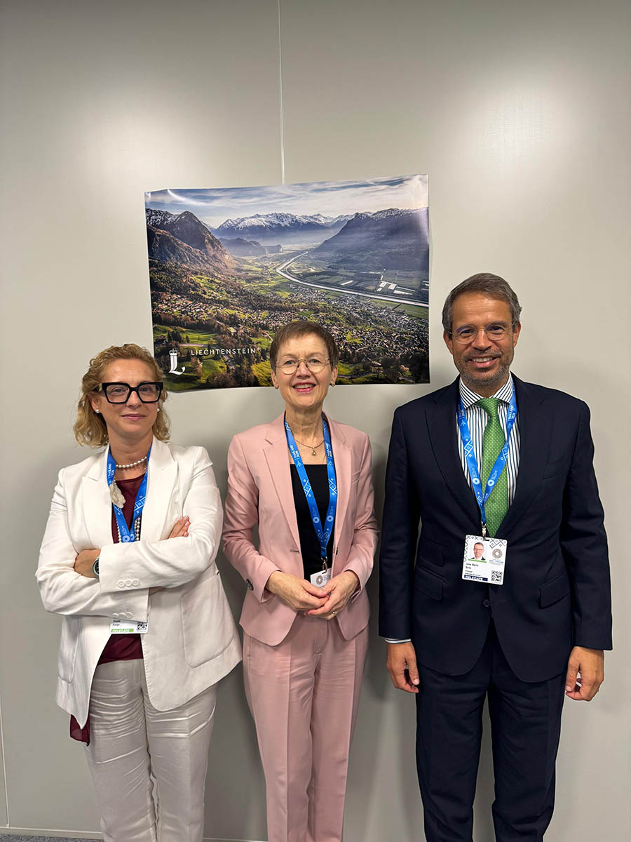 Bilaterales Gespräch von Regierungschefin Brigitte Haas und José Maria Brandão de Brito, stellvertretender Minister und Staatssekretär für das Budget in Portugal. (Quelle: IKR)