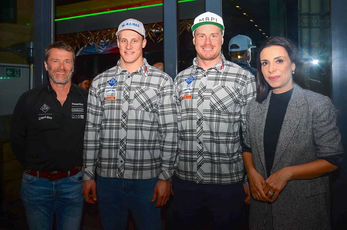 Liechtenstein Abend - mit: LSV-Präsident Toni Real, den beiden WM-Athleten Nico Gauer und Marco Pfiffner sowie Regierungsrätin Dominique Hasler. (Quelle: Philipp Kolb)