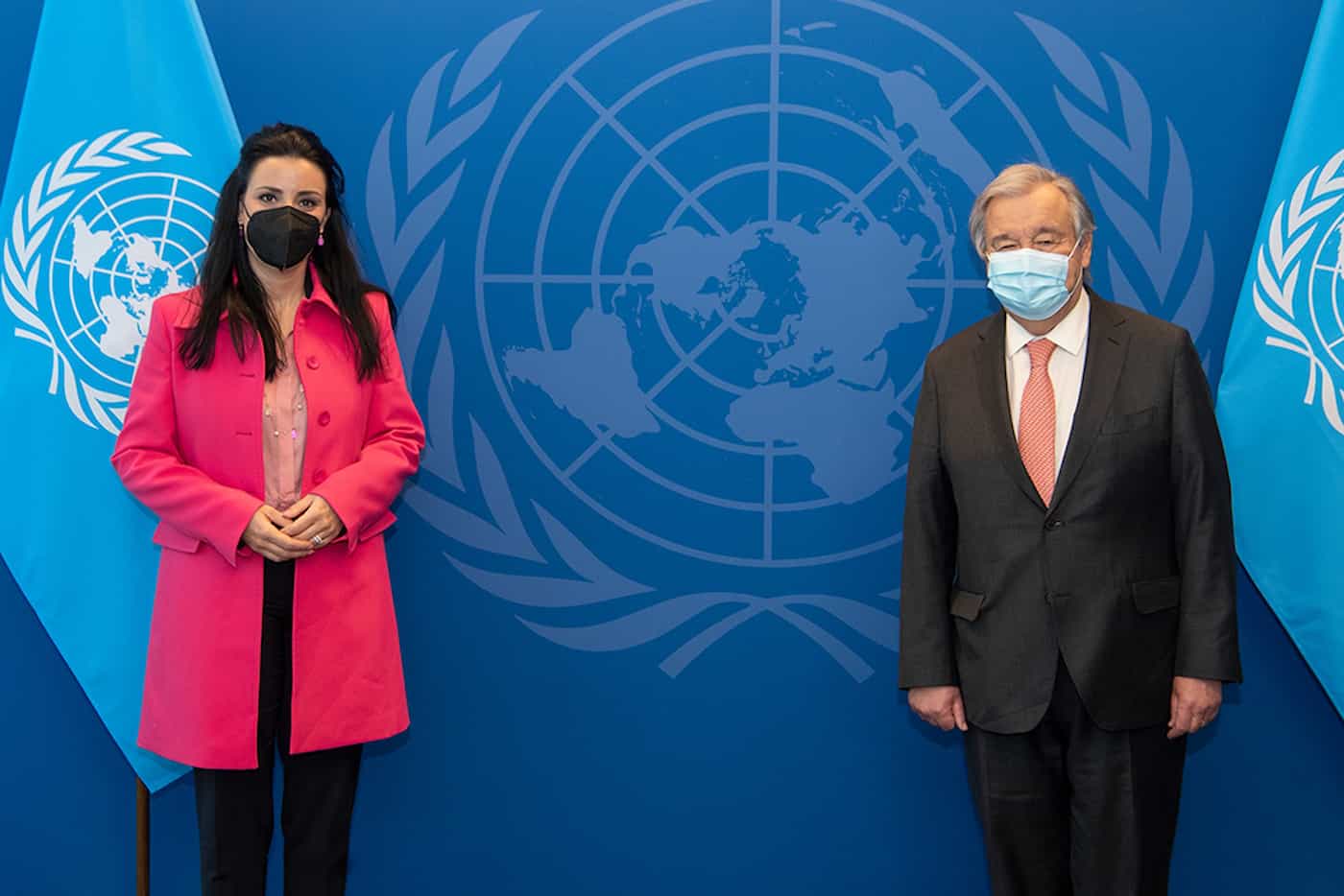 Regierungsrätin Dominique Hasler und UN-Generalsekretär António Guterres (Quelle: UN Photo/Eskinder Debebe)