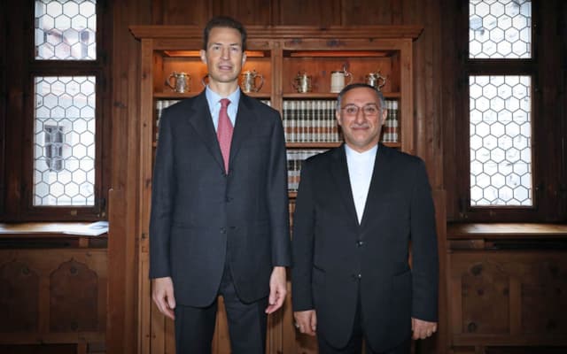 S.D. Erbprinz Alois von und zu Liechtenstein und S.E. Mahmoud Barimani, Botschafter der Islamischen Republik Iran