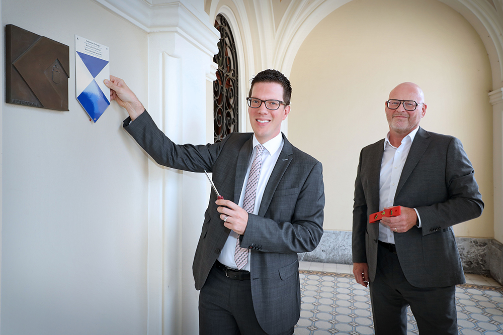 Regierungsrat Manuel Frick und Patrik Birrer, Leiter Amt für Kultur/Denkmalpflege 