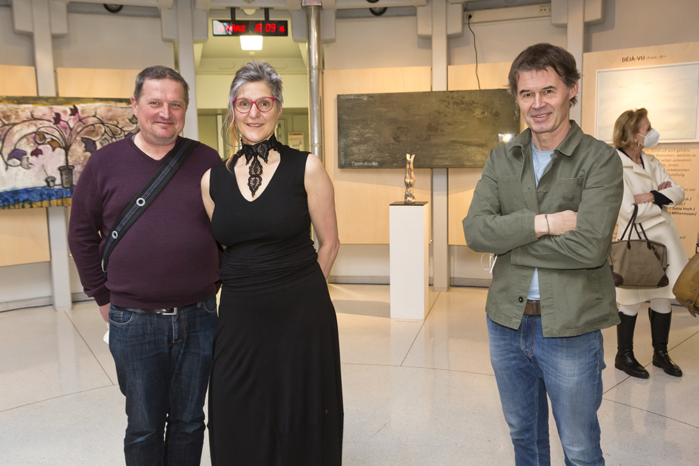 Künstler Michael Mittermayer mit Martina Lehner und Albrecht Zauner