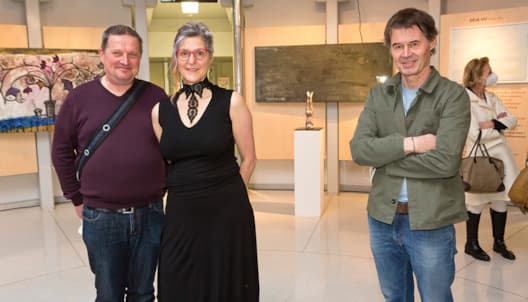 Künstler Michael Mittermayer mit Martina Lehner und Albrecht Zauner