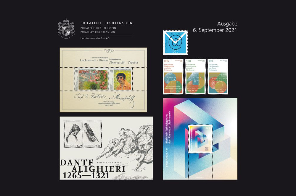 3. Briefmarkenausgabe 2021 der Philatelie Liechtenstein am 6. September 2021
