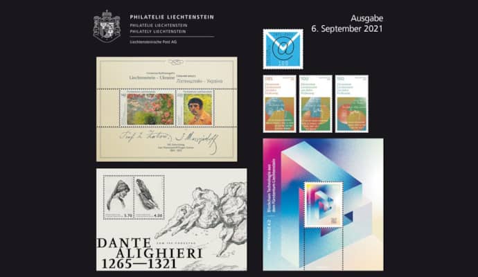 3. Briefmarkenausgabe 2021 der Philatelie Liechtenstein am 6. September 2021