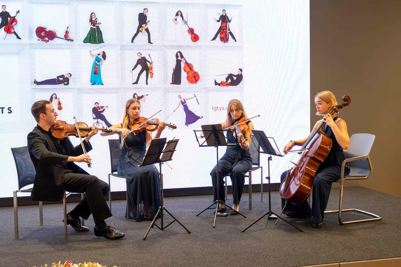 LGT Young Soloists: (v.l.) Emmanuel Webb, Alicja Kudlaty, Agnes Oberndorfer, Tara Stranegger, © exclusiv