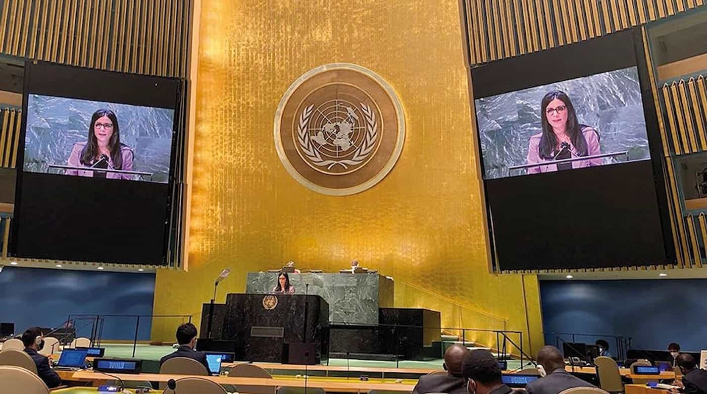 Regierungsrätin Dominique Hasler bei ihrer Rede an der UN-Generalversammlung