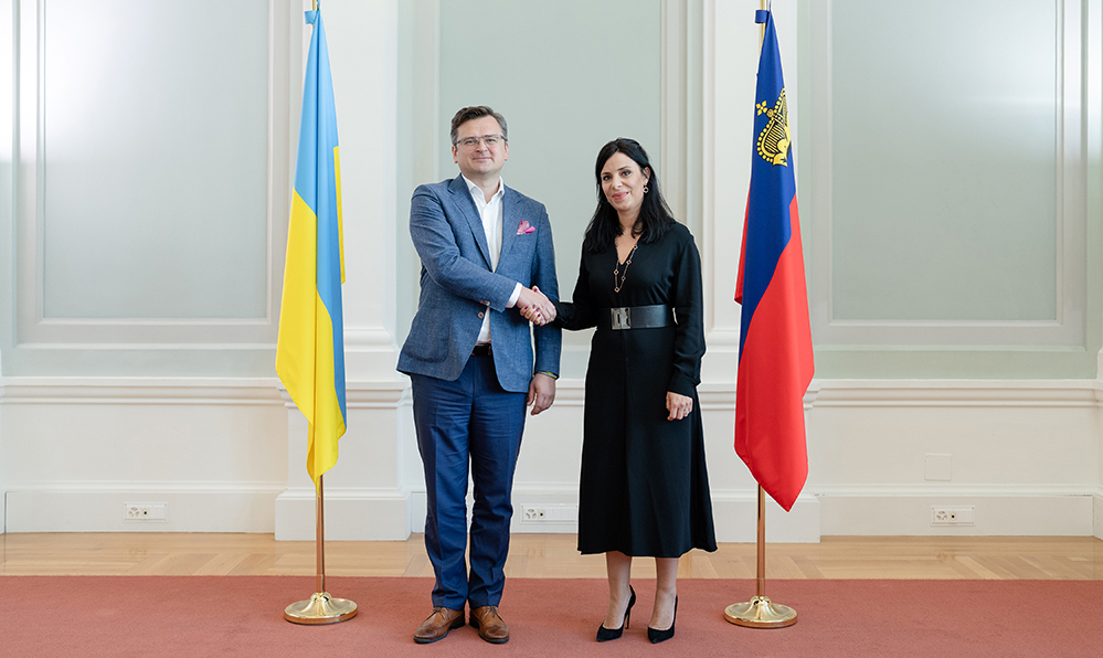 Aussenminister Dmytro Kuleba besucht Regierungsrätin Dominique Hasler in Vaduz