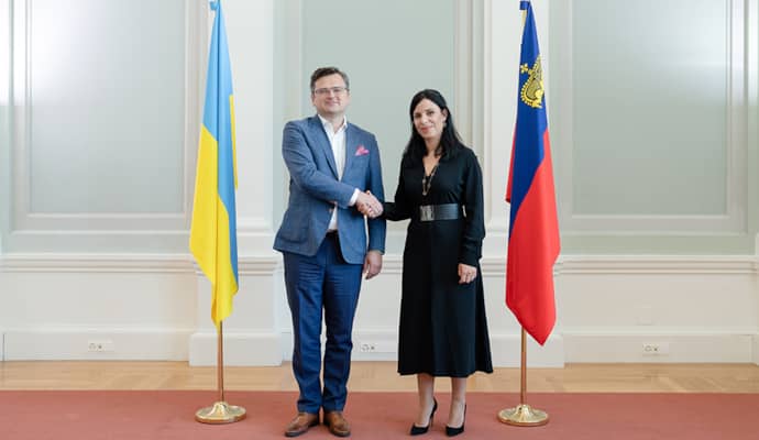 Aussenminister Dmytro Kuleba besucht Regierungsrätin Dominique Hasler in Vaduz