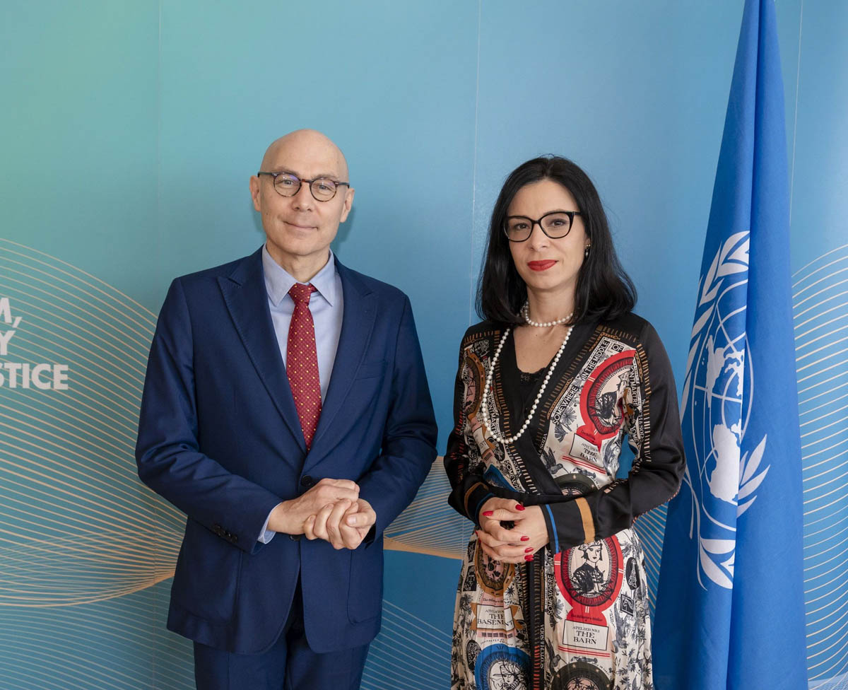 Volker Türk, UN-Hochkommissar für Menschenrechte und Regierungsrätin Dominique Hasler (Quelle: Pierre-Michel Virot)