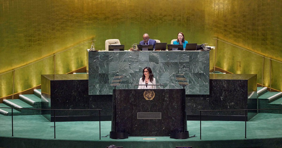 Regierungsrätin Dominique Hasler bei ihrer Rede. (Quelle: Marc Mc Andrews)