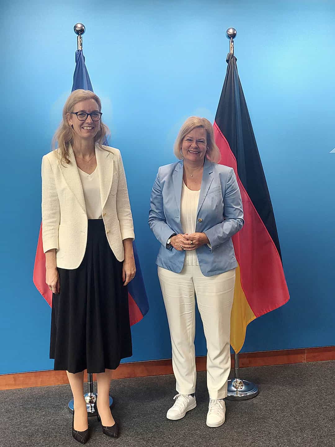 Die Innenministerinnen aus Liechtenstein und Deutschland: Sabine Monauni und Nancy Faeser.
