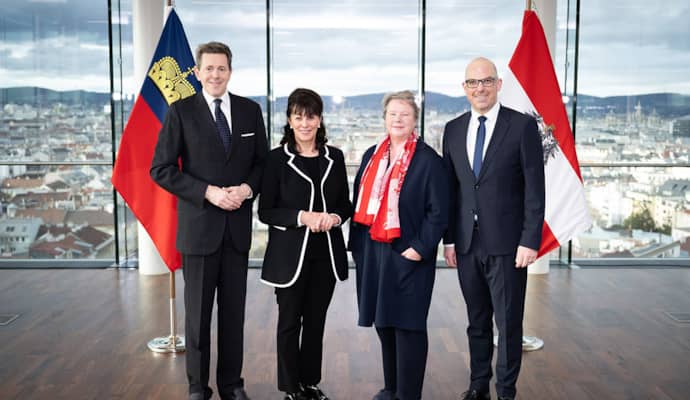 Regierungschef Daniel Risch und Aussenministerin Dominique Hasler zu Besuch in Wien