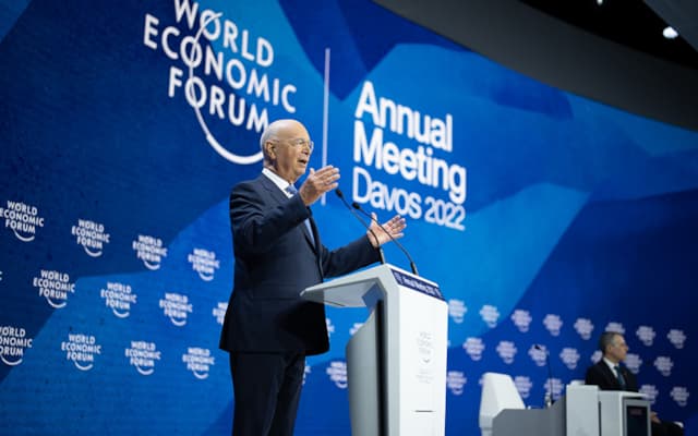 Eröffnung des Weltwirtschaftsforums 2022 in Davos durch Klaus Schwab, WEF-Gründer