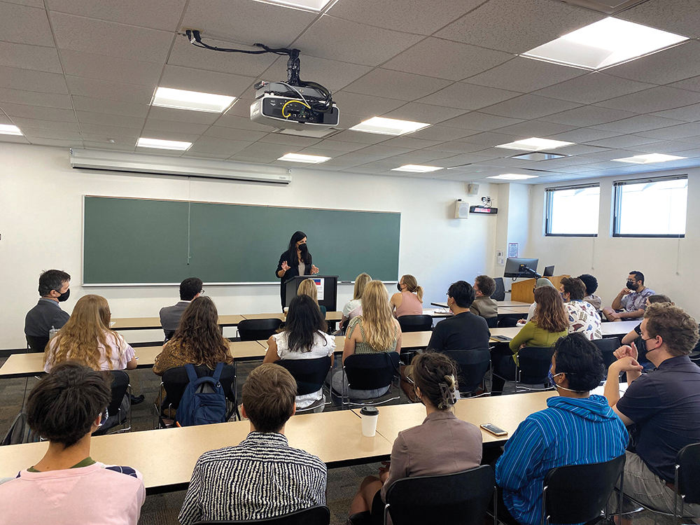 Regierungsrätin Dominique Hasler hielt einen Vortrag an der DePaul University in Chicago