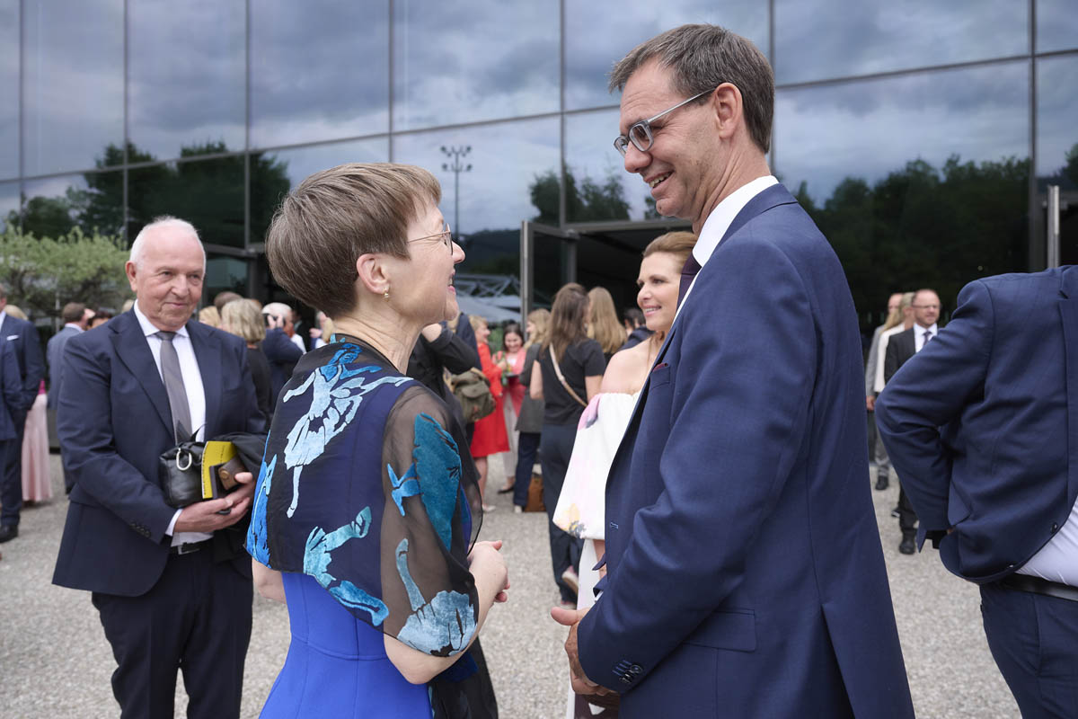 Regierungschefin Brigitte Haas trifft im Rahmen der Bregenzer Festspiele Landeshauptmann Markus Wallner. (Quelle: IKR/Michael Zanghellini)