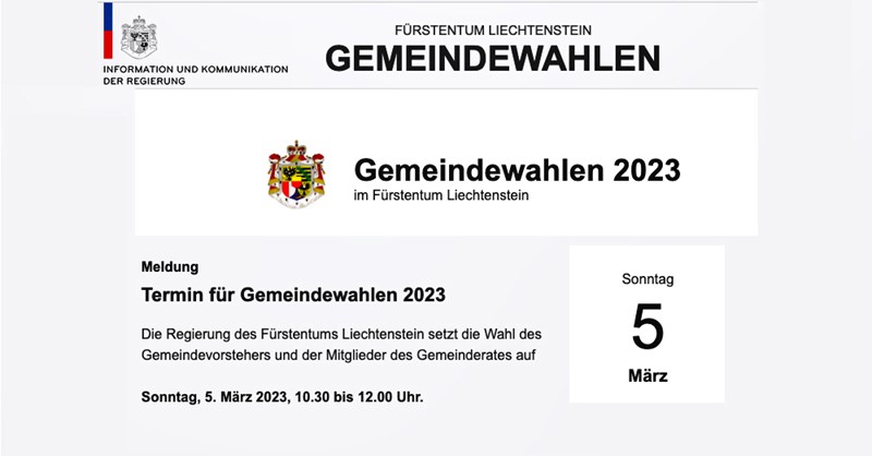 Fürstentum Liechtenstein - Gemeindewahlen 2023
