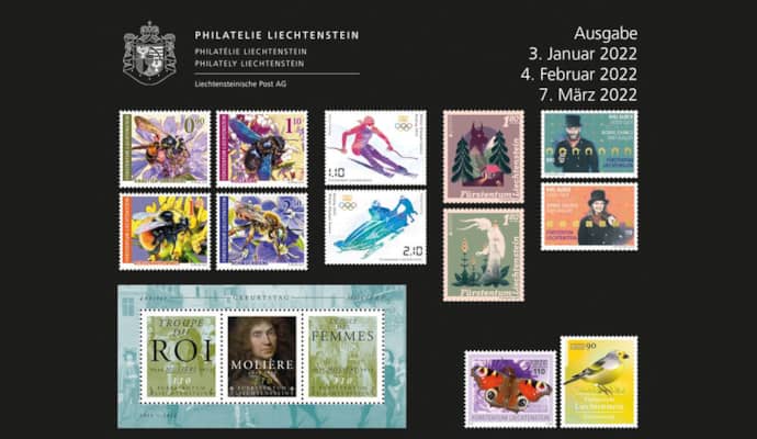 1. Briefmarkenausgabe 2022 der Philatelie Liechtenstein am 07. März 2022