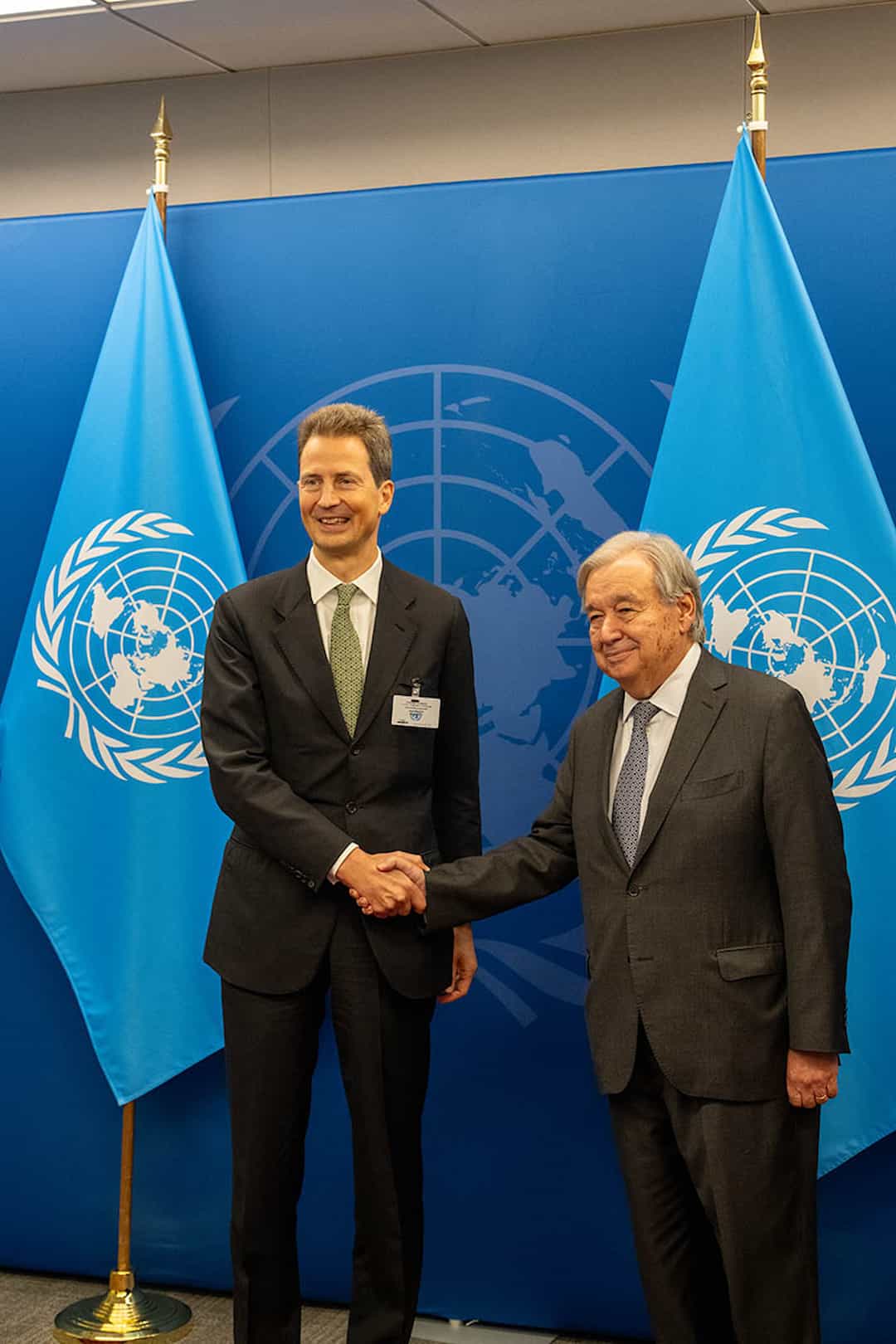 Erbprinz Alois von und zu Liechtenstein trifft in New York António Guterres, den Generalsekretär der Vereinten Nationen.