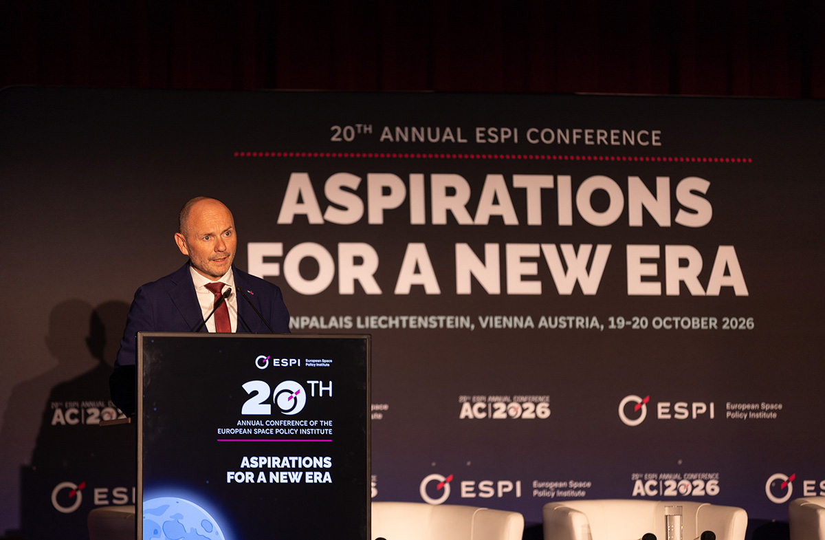 Wirtschaftsminister Hubert Büchel an der 20. Jahreskonferenz des European Space Policy Institutes im Gartenpalais Liechtenstein in Wien